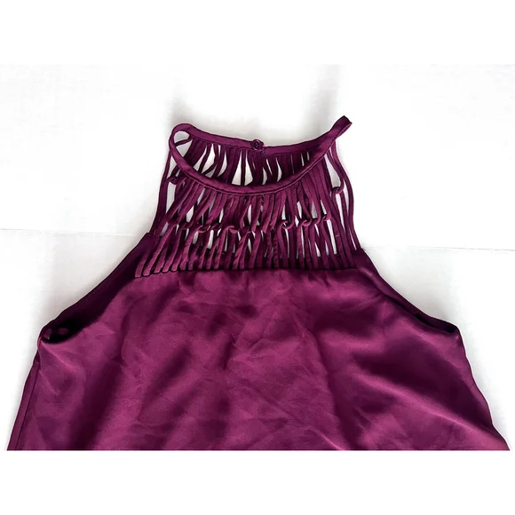 Lulus Dress Small Tell Me Swing Chiffon Strappy Mini Plum Purple Formal Spring - Picture 3 of 8